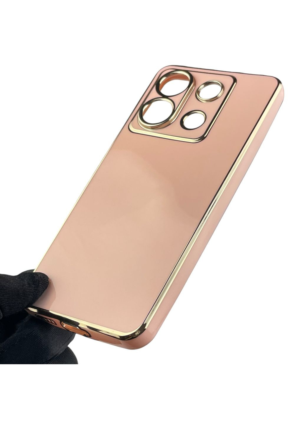 Чохол для Redmi Note 13 Pro 5G глянсовий із золотою окантовкою із захистом камери на сяомі редмі нот 13 про 5г рожевий Xiaomi (366019655)