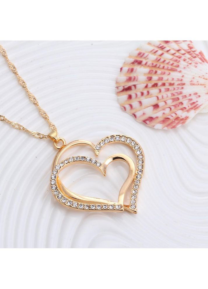 Комплект украшений золотистый с цирконами No Brand Жіночий комплект прикрас (364261591)