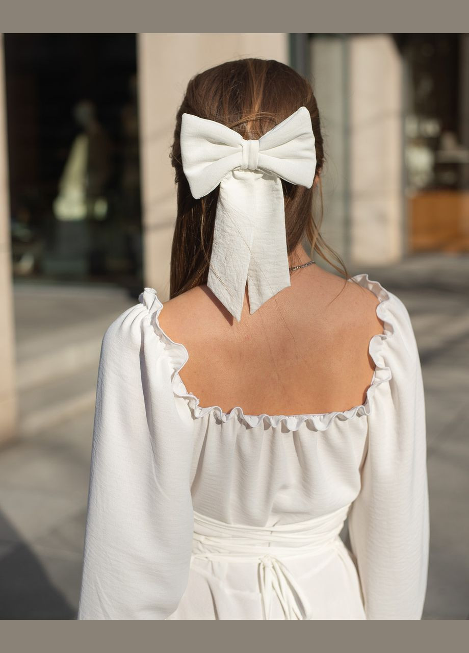 Белое женское платье миди з креп-жатки белый Maybel