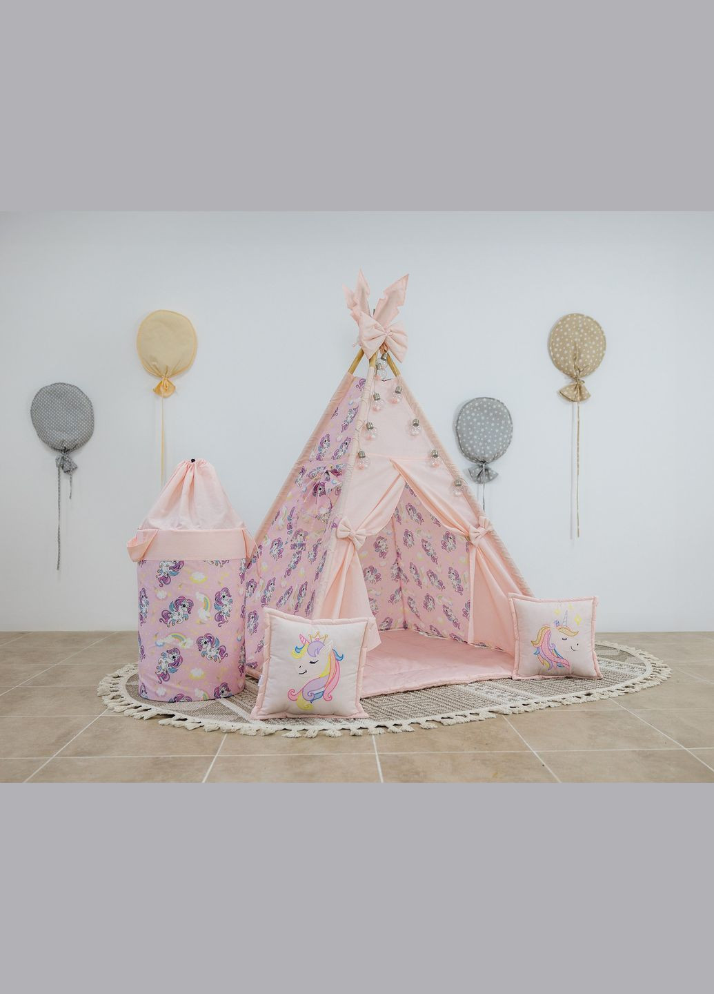 Вигвам Unicorn + корзина для игрушек + качели подвесные No Brand (316257021)