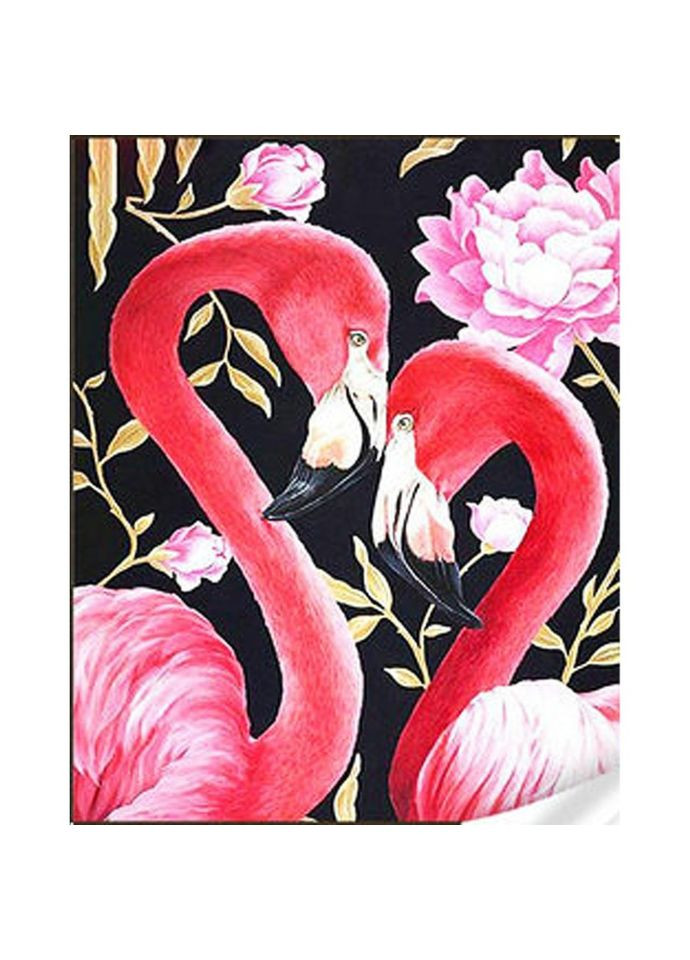 Алмазна мозаїка "Рожеві фламінго з квітами" GM86854 Strateg (317350818)
