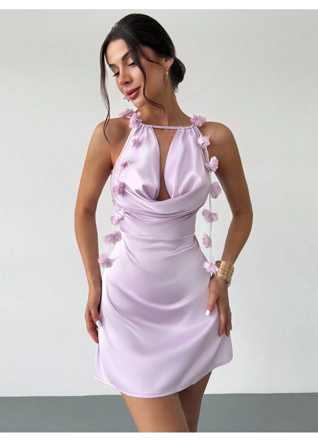 Фиолетовое платье SHEIN однотонное