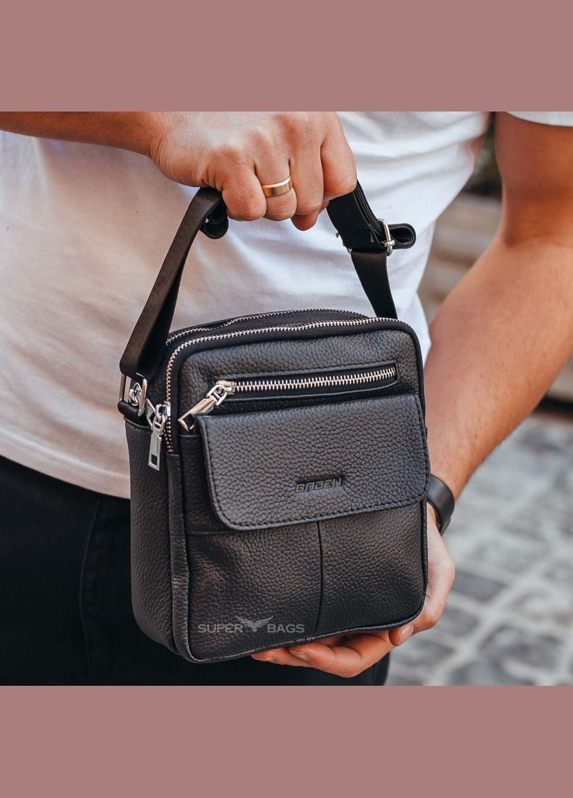 Сумка-мессенджер мужская черная из натуральной кожи через плечо Tiding Bag ТВ-14136 No Brand (335039671)