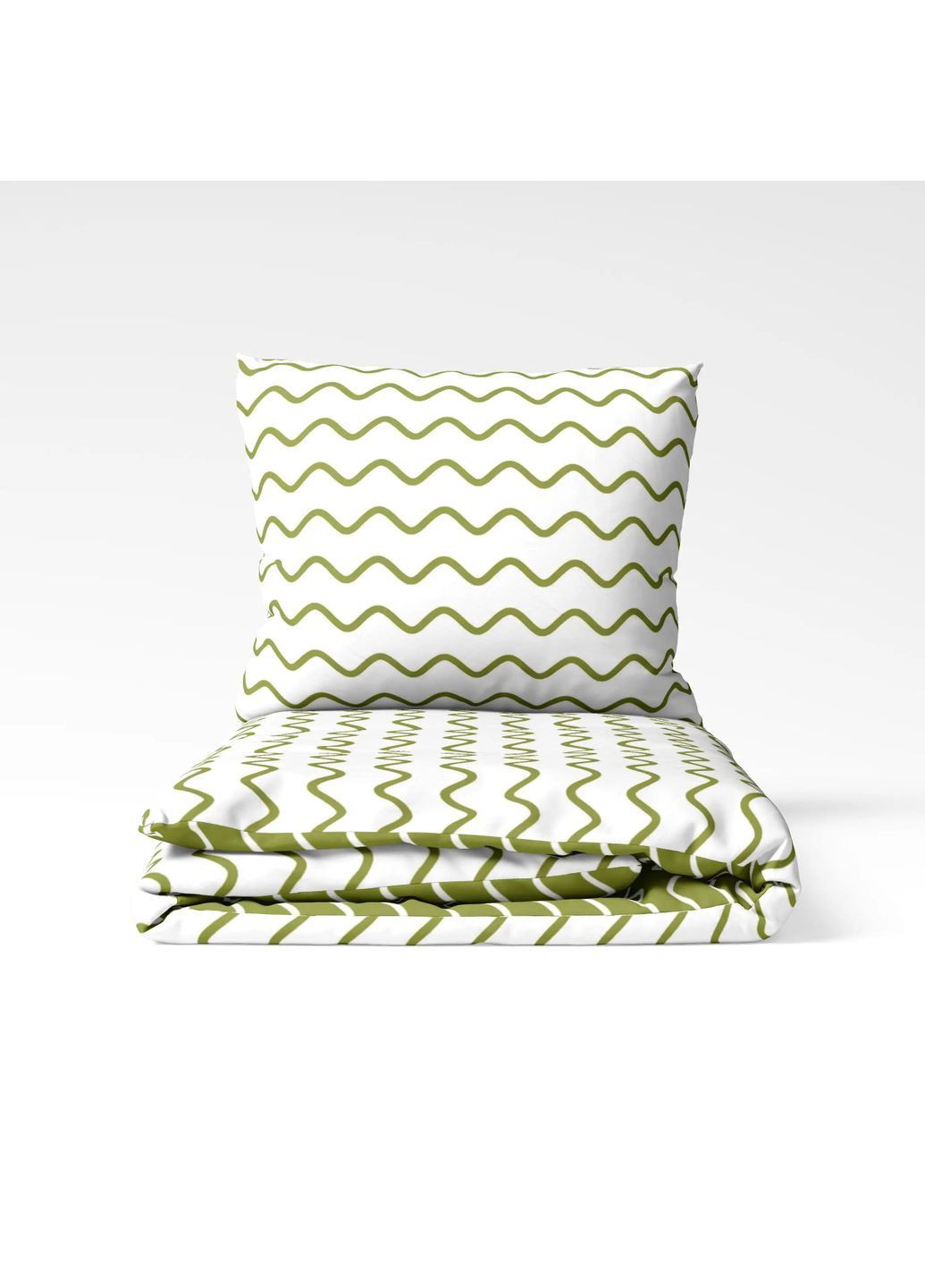 Двоспальний комплект постільної білизни Ранфорс, з наволочками 70*70 см, 115 гр/м2 Olive Dream Білий з хакі (15500180215) ТЕП (366091891)