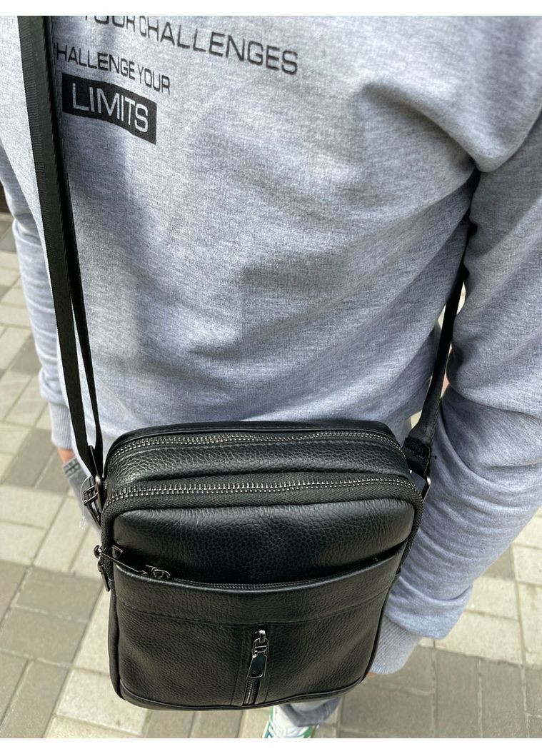 Мужская кожаная барсетка для документов маленькая Qvant 1201 - Черная Tiding Барсетка (366889749)