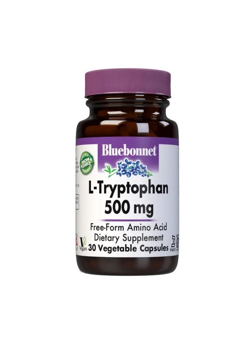 Амінокислота L-Tryptophan 500 mg, 30 вегакапсул Bluebonnet Nutrition (293338004)
