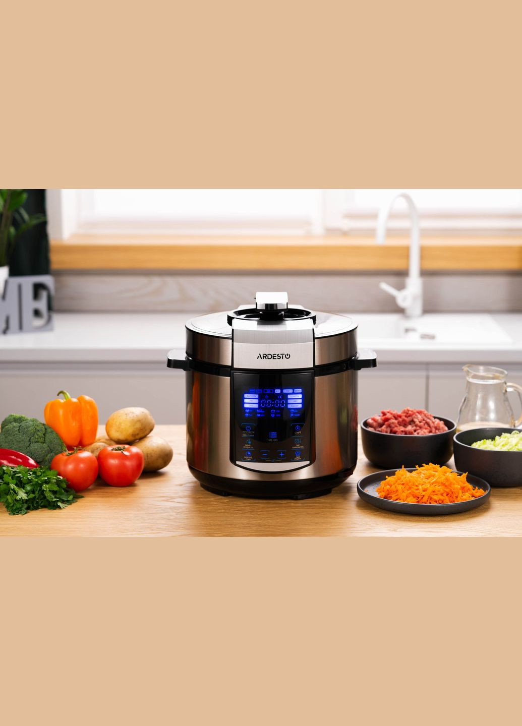 Мультиварка-скороварка, 900Вт, чаша-5л, электронное управл., книга рецептов, металл/пластик, серый Ardesto (344558096)