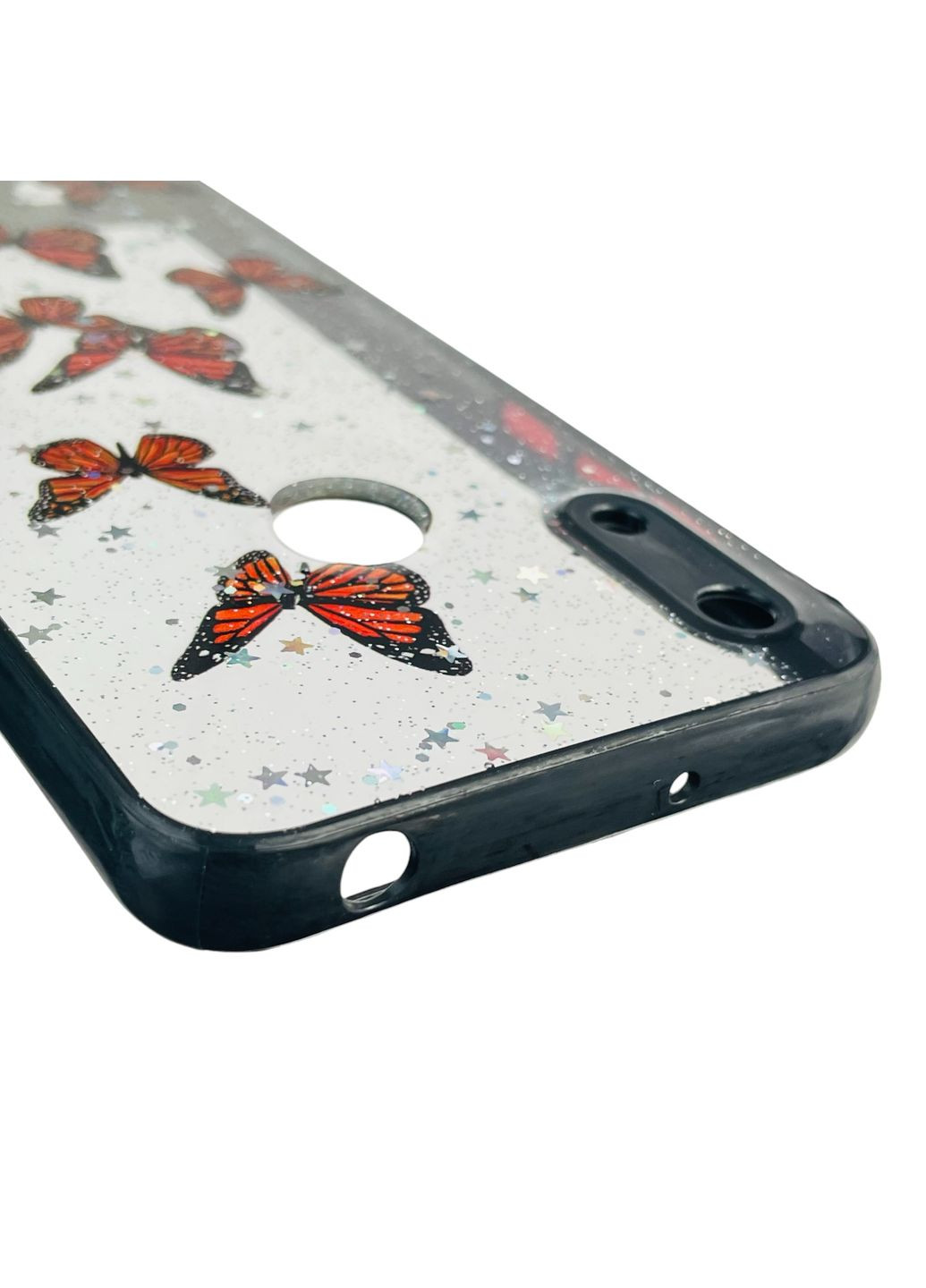 Чехол для Y6S (JAT-LX1) с блёстками с бабочками на хуавей у6с черный Huawei (366387072)