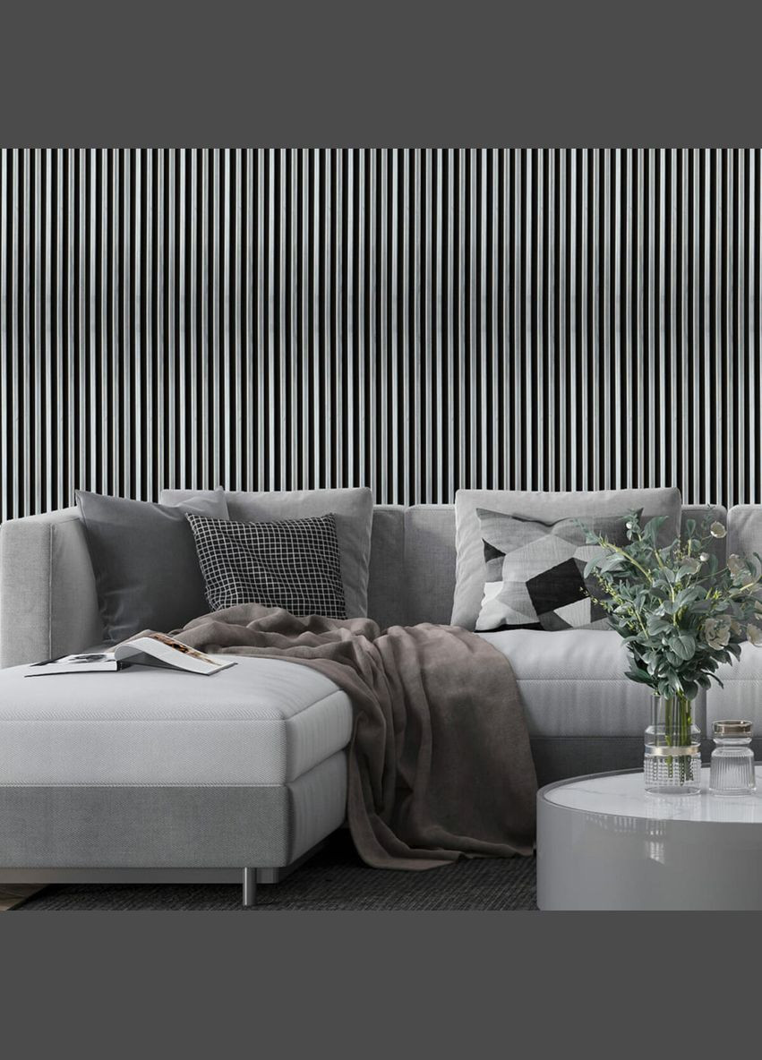 Рейка декоративная PS 2900х120х12мм Черный с серебром SW-00002133 Sticker Wall (315790723)