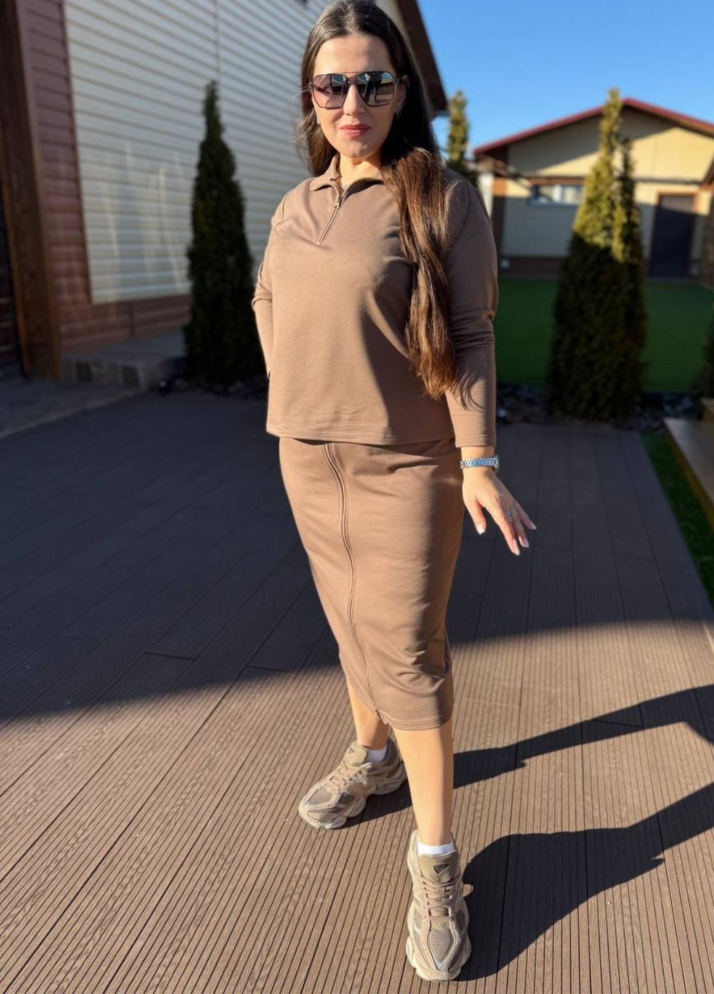 Костюм двійка: Кофта з коміром поло та спідниця міді Україна (325701879)