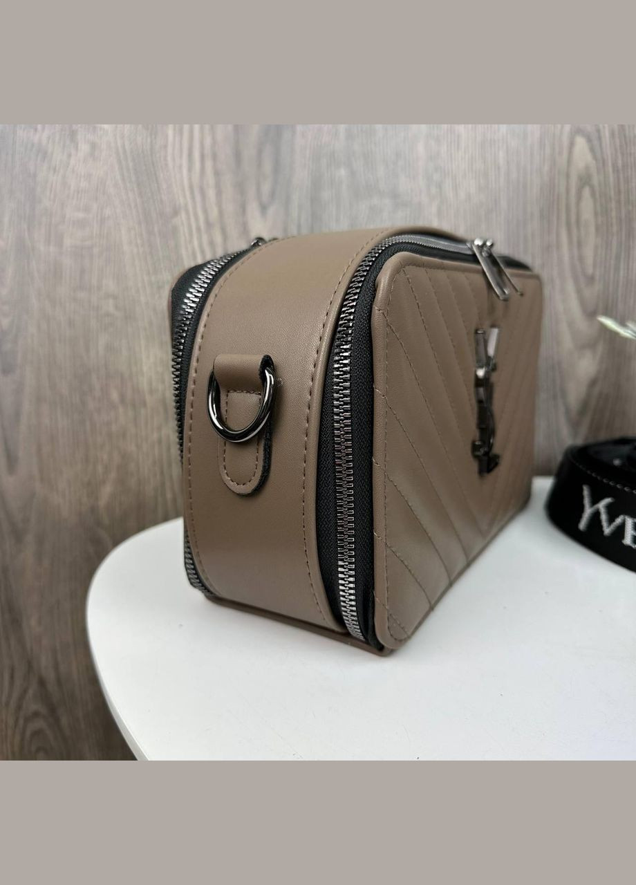 Стильная каркасная мини сумочка клатч из экокожи с мягкой гладкой текстурой кофейного цвета (sku_1557К) No Brand (330576440)