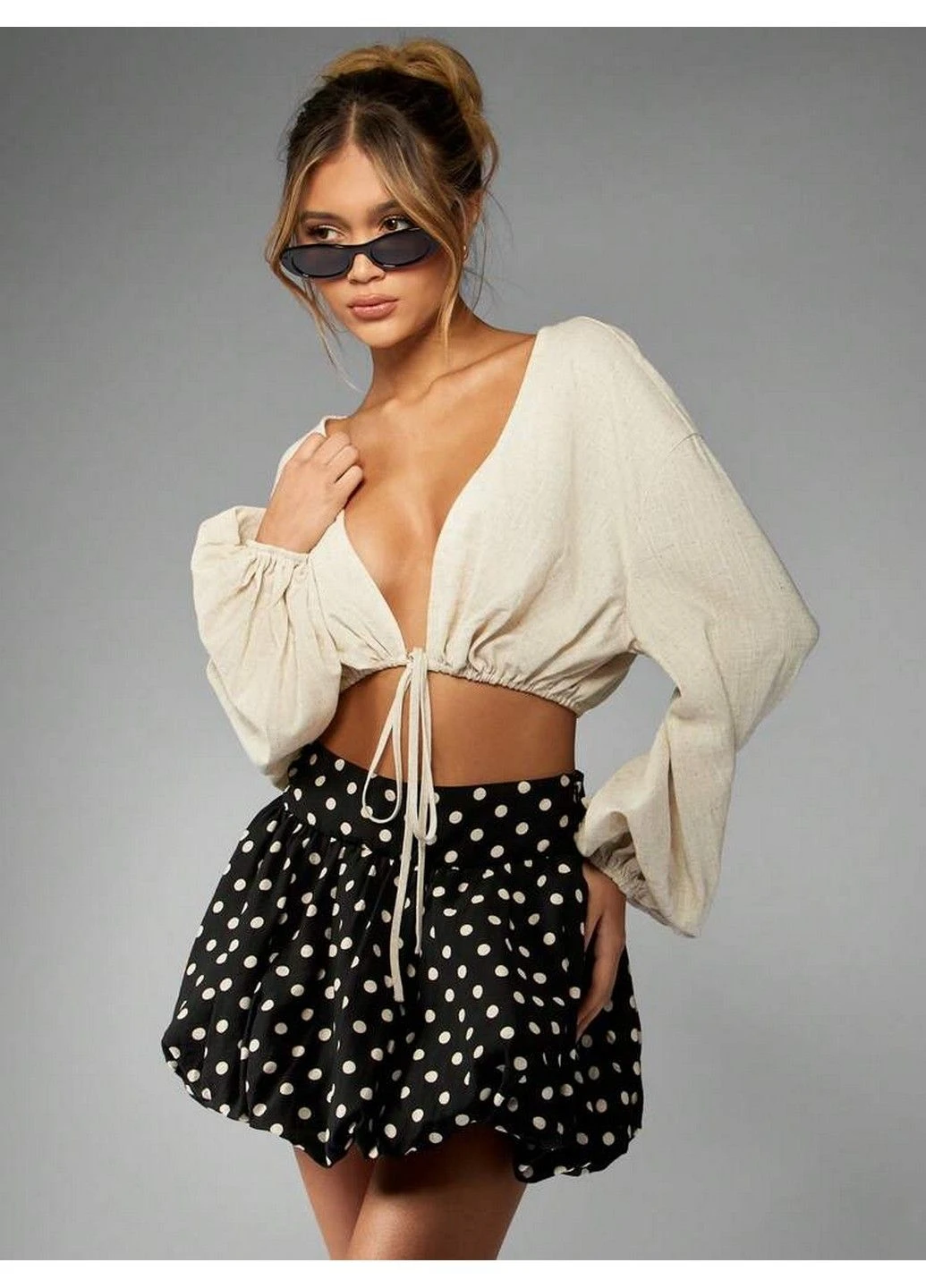 Черная в горошек юбка Missguided