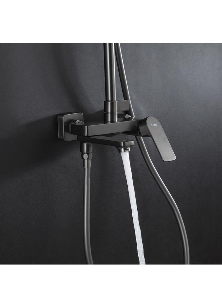 Душевая система F2486-9, 3 функции, поворотный излив, латунь, оружейная сталь Frap (372994959)