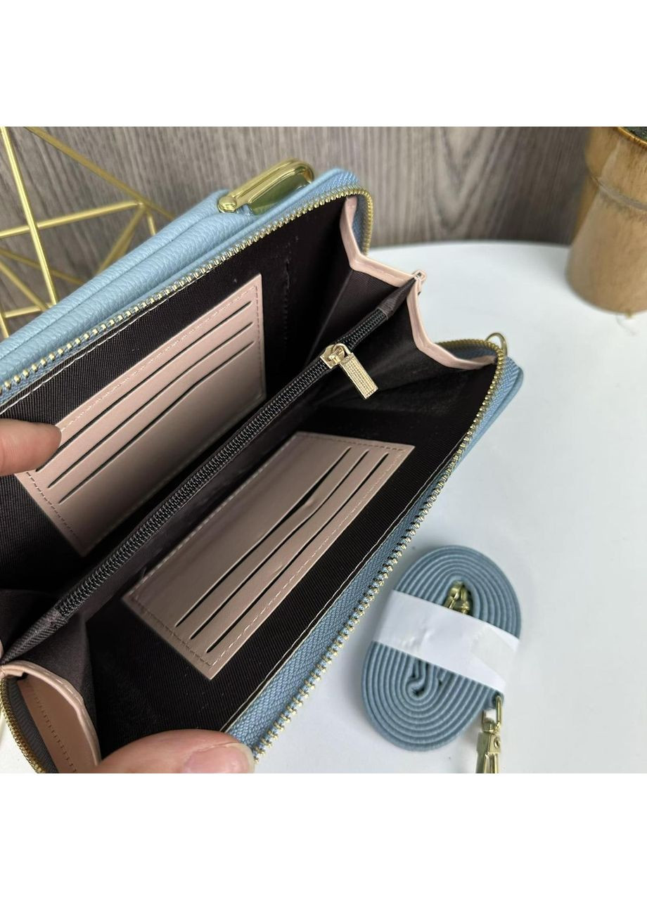 Маленькая женская сумочка клатч на плечо экокожа голубая с ремешком ProDobro (363258944)