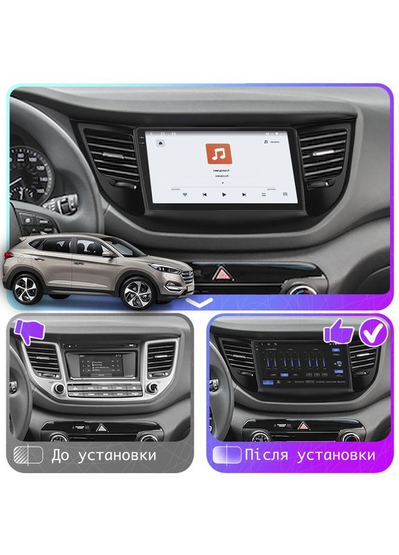 Штатна магнітола 9" для Hyundai Tucson III 2015-2018 4/64 QLED CarPlay 4G Wi-Fi GPS 360 Prime 4 шт. Lesko (336199696)
