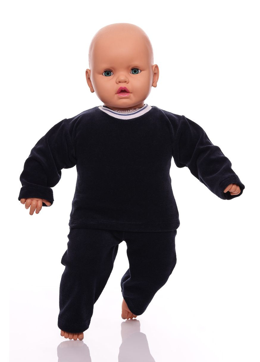 Чорний зимній костюм з довгим рукавом для хлопчика велюровий з ведмедиками чорний 74 см (26674) BABYKROHA