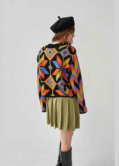 Тепла вязана спідниця плісерована вовняна коротка хакі Guash (314794960)