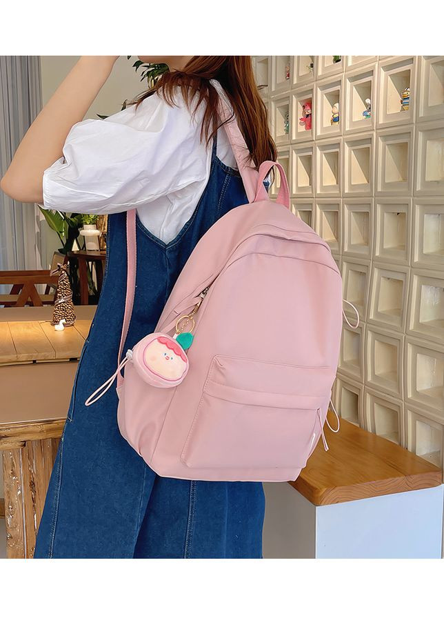 Жіночий рюкзак однотонний блідо-рожевий КиП (272151491)
