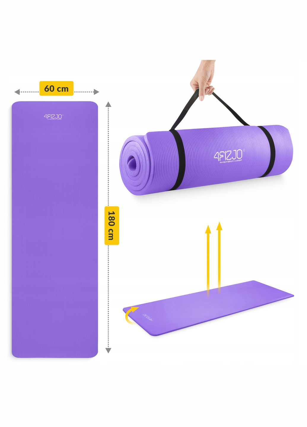 Килимок (мат) спортивний NBR 180 x 60 x 1.5 см для йоги та фітнесу Violet () 4FIZJO P-5907739311542 (346530222)