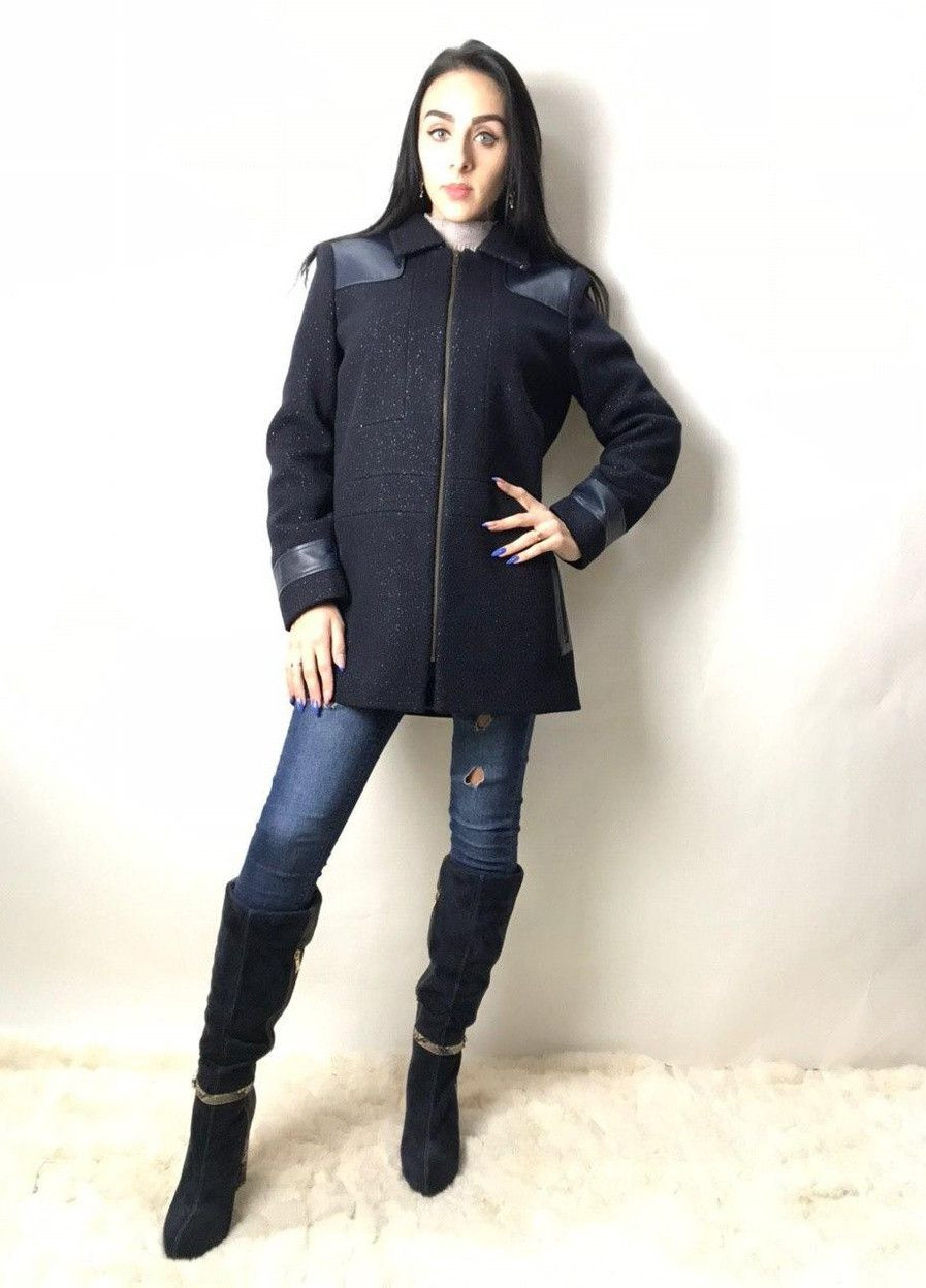 Темно-синє демісезонне Пальто AHNH32D Темно-синій Naf Naf