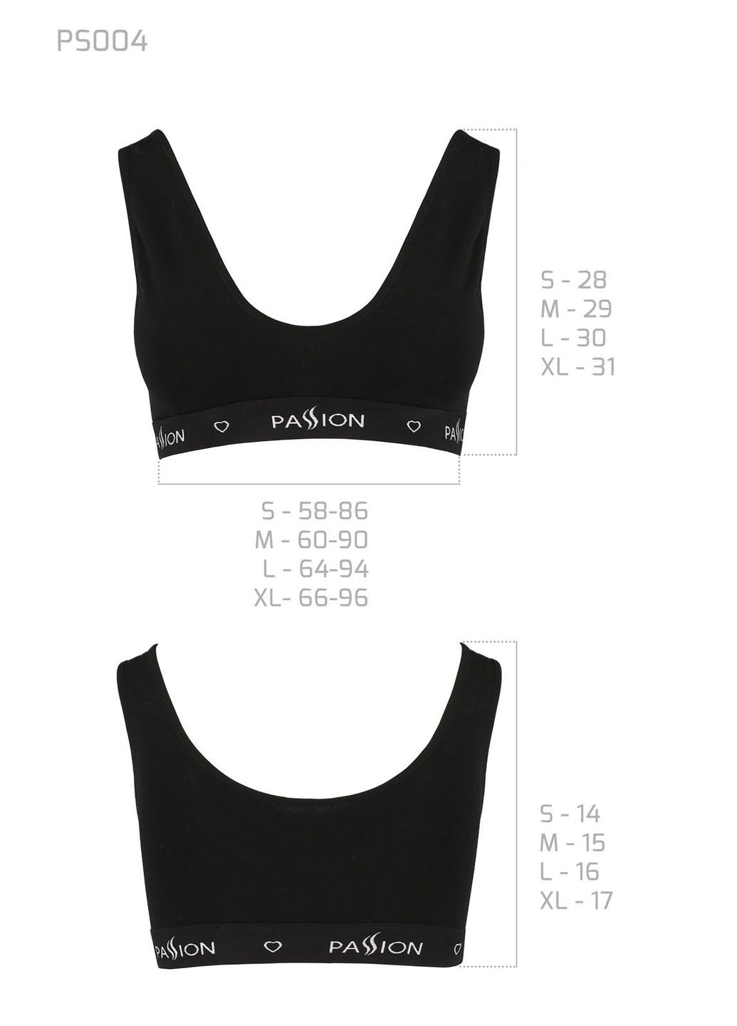 Чорний демісезонний спортивний топ з широкою гумкою ps004 top black, size Passion