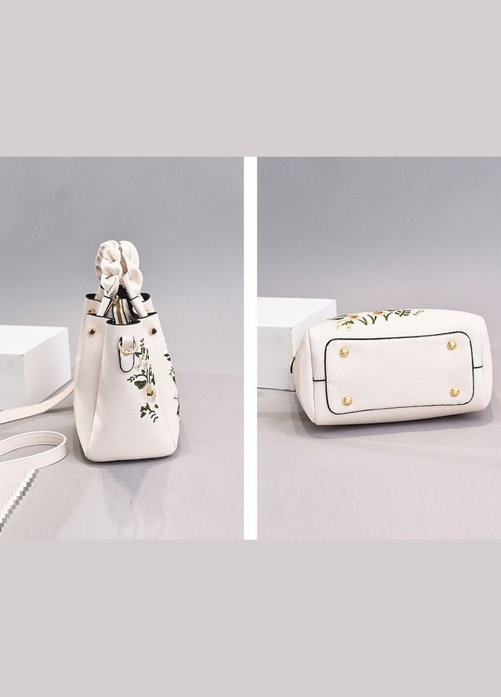 Жіноча сумка через плече з вишивкою квітами, модна та якісна жіноча сумочка екошкіра повсякденна No Brand (334730163)