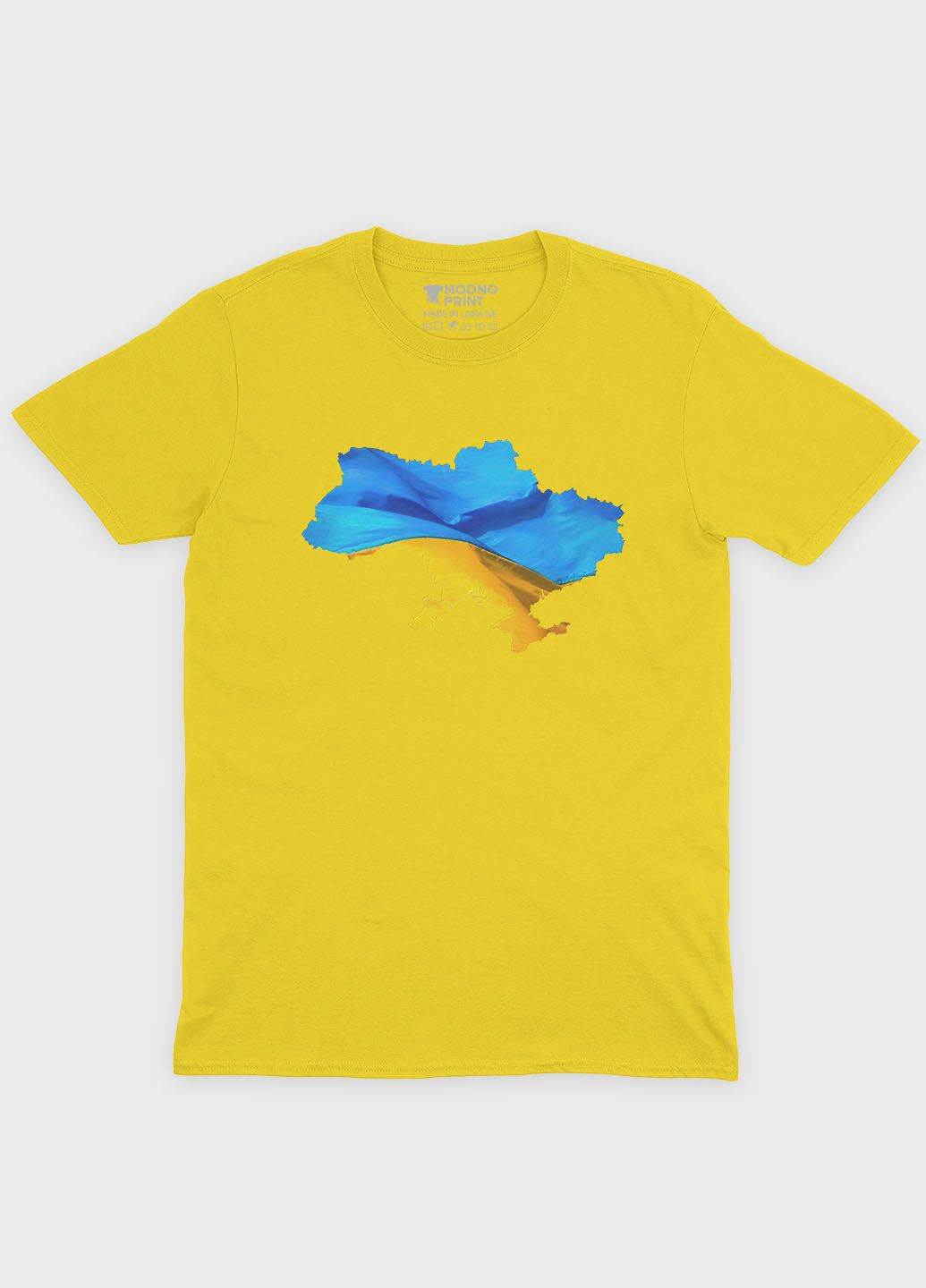 Желтая демисезонная футболка для девочки с патриотическим принтом карта украины (ts001-1-sun-005-1-004-g) Modno