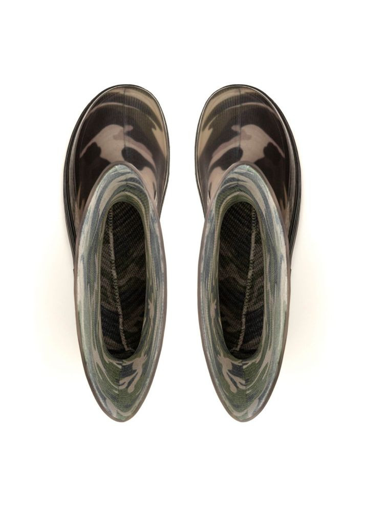 Серо-зеленые сапоги подростковые пвх камуфляж Oldcom