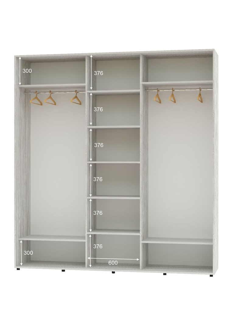 Шкаф-купе трехдверный 230*60*220 Сосна Натти 3 двери ДСП ШК-04 Алекса (360478979)