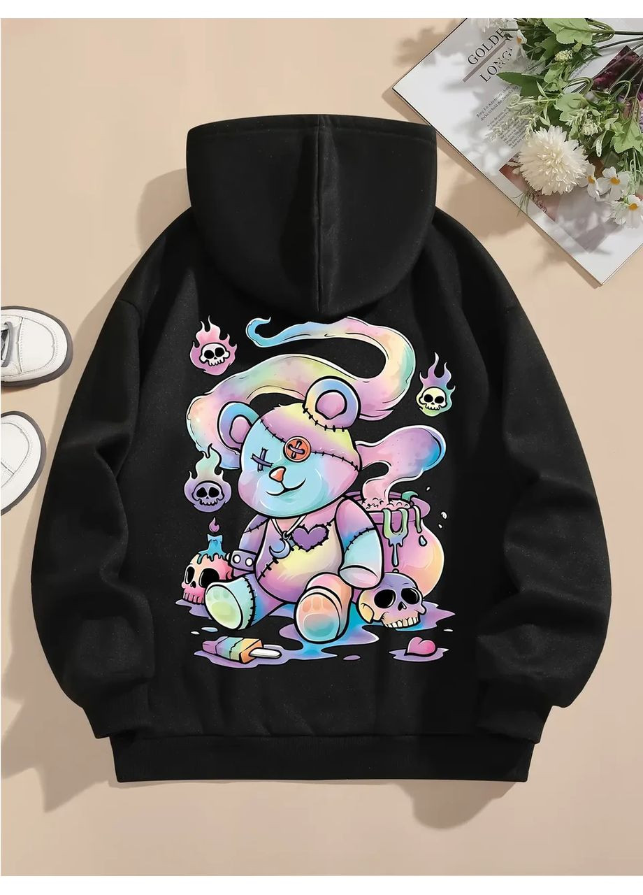 Худі жіноче, світшот чорний, модна толстовка 2700322475 розмір No Brand (351372827)