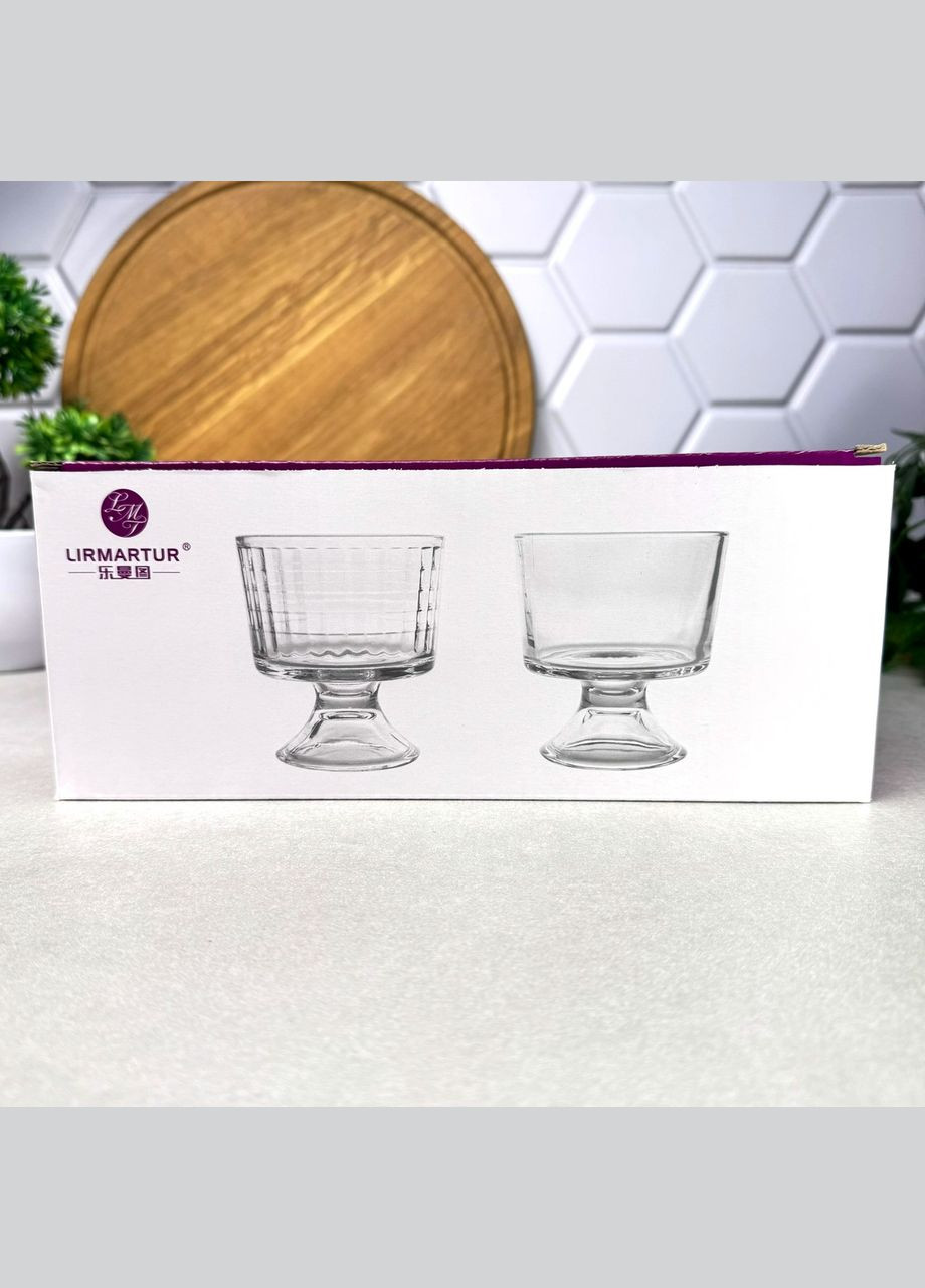 Набор стеклянных креманок на ножке 6 шт Рифлённые No Brand (308361002)