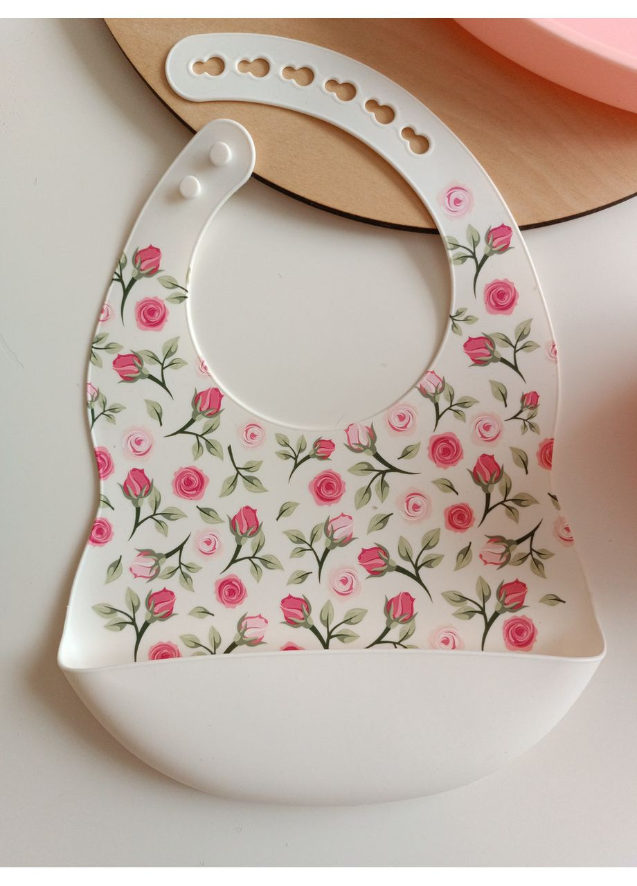 Набір дитячого посуду для першого прикорму для дівчинки Рожевий Роза кварц білі Троянди (0113) No Brand (368999944)