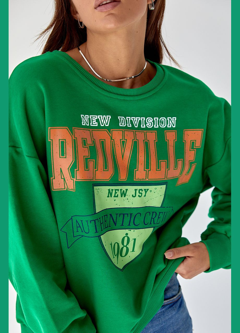 Жіночий трикотажний світшот з яскравим принтом - зелений цвет, M (sku_6350) No Brand (313614742)