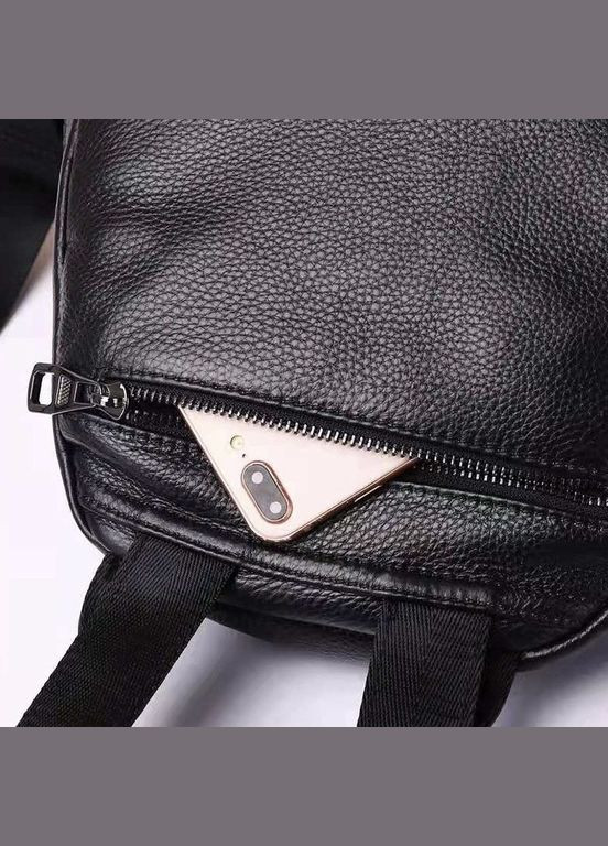 Кожаный женский городской рюкзак на черной молнии 85271 Tiding Bag (341309338)