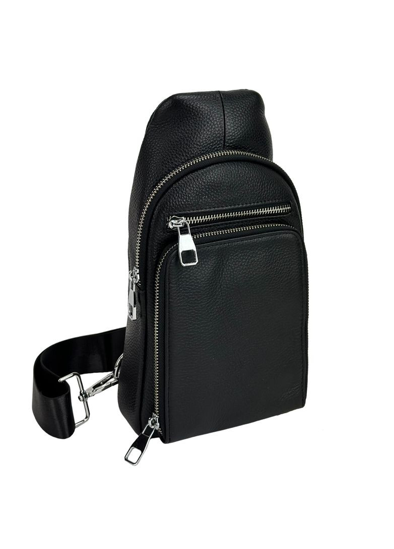 Сумка слінг чоловіча чорна з натуральної шкіри RoyalBag A25F-250117A (304549513)