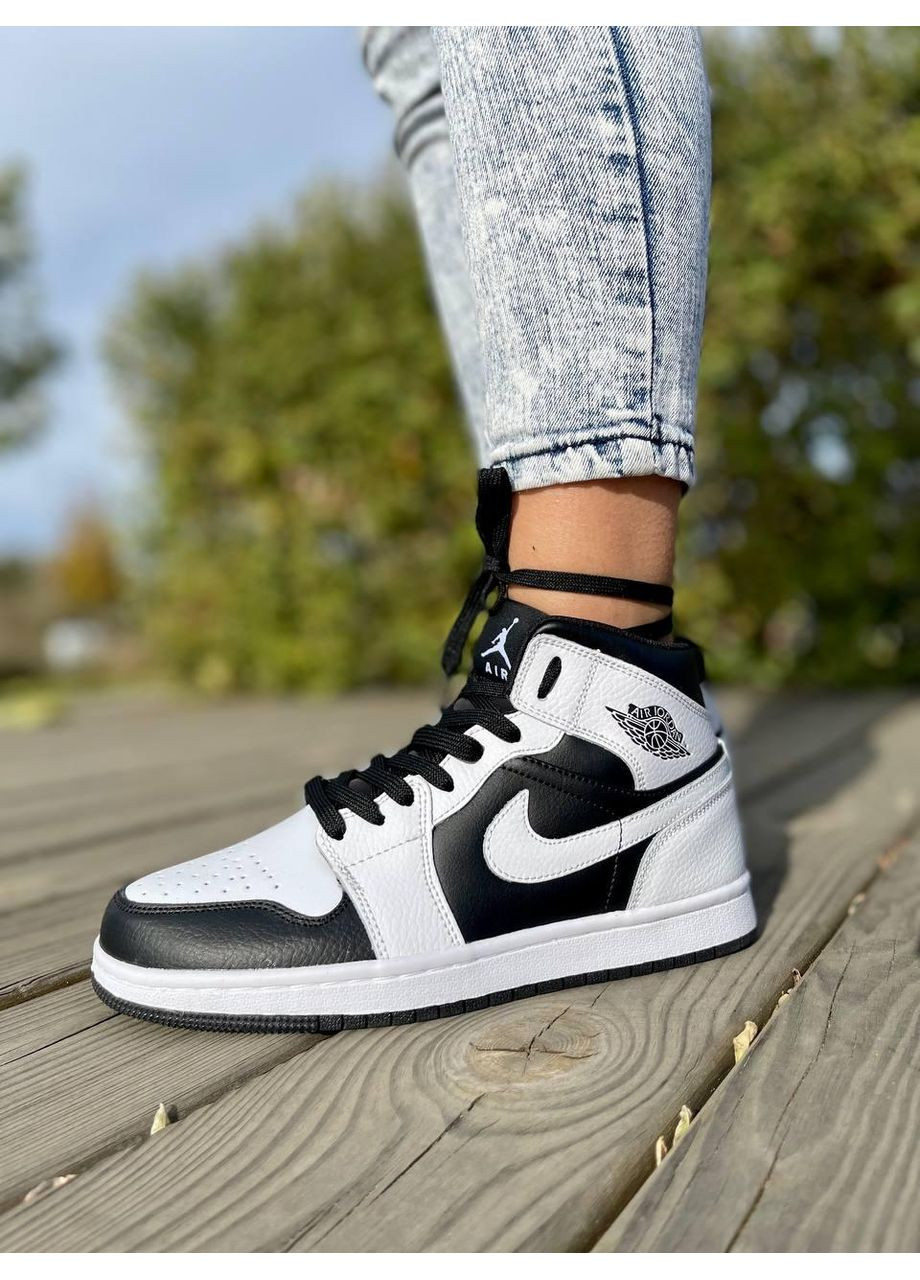 КРОСІВКИ ЖІНОЧІ NIKE AIR JORDAN 1 RETRO MID TUXEDO НАЙК АІР ДЖОРДАН No Brand білі демісезони (368870143)