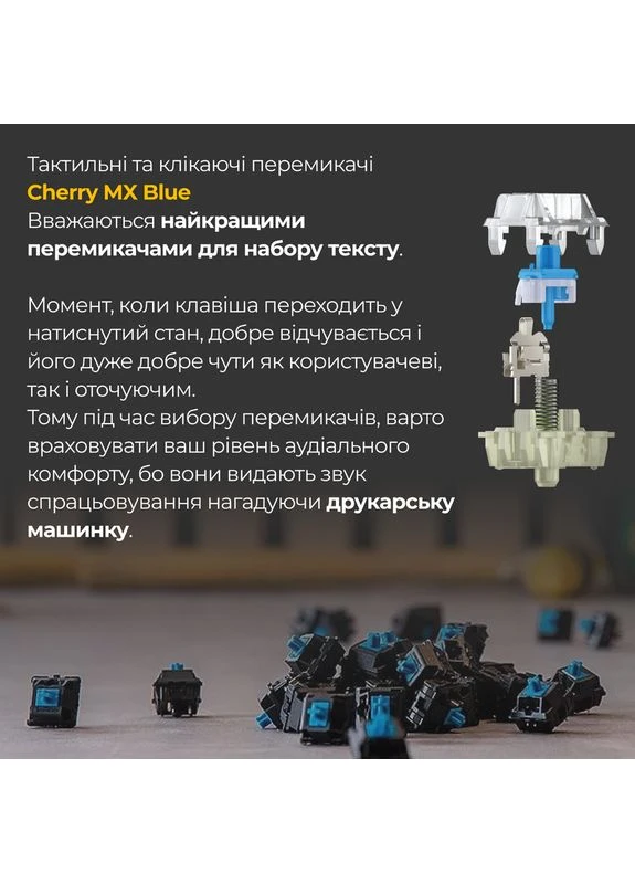 Механічна клавіатура One 3 TKL Cherry MX Blue RGB White UA Ducky (389097090)