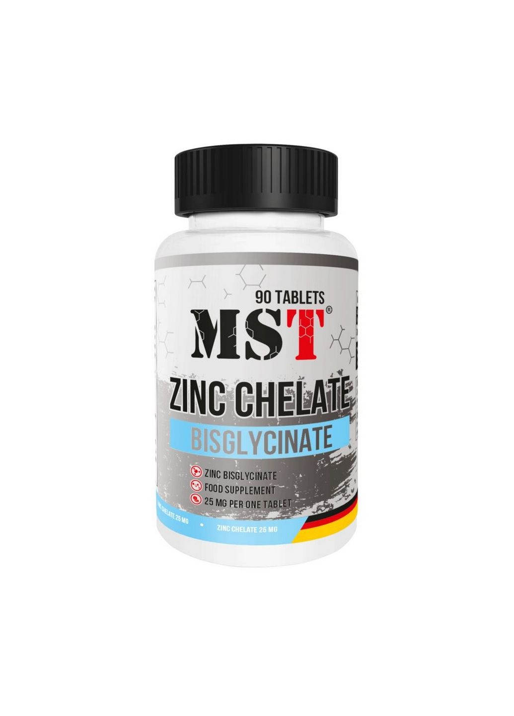 Вітаміни та мінерали Zinc Chelate Bisglycinate, 90 таблеток MST (293340831)