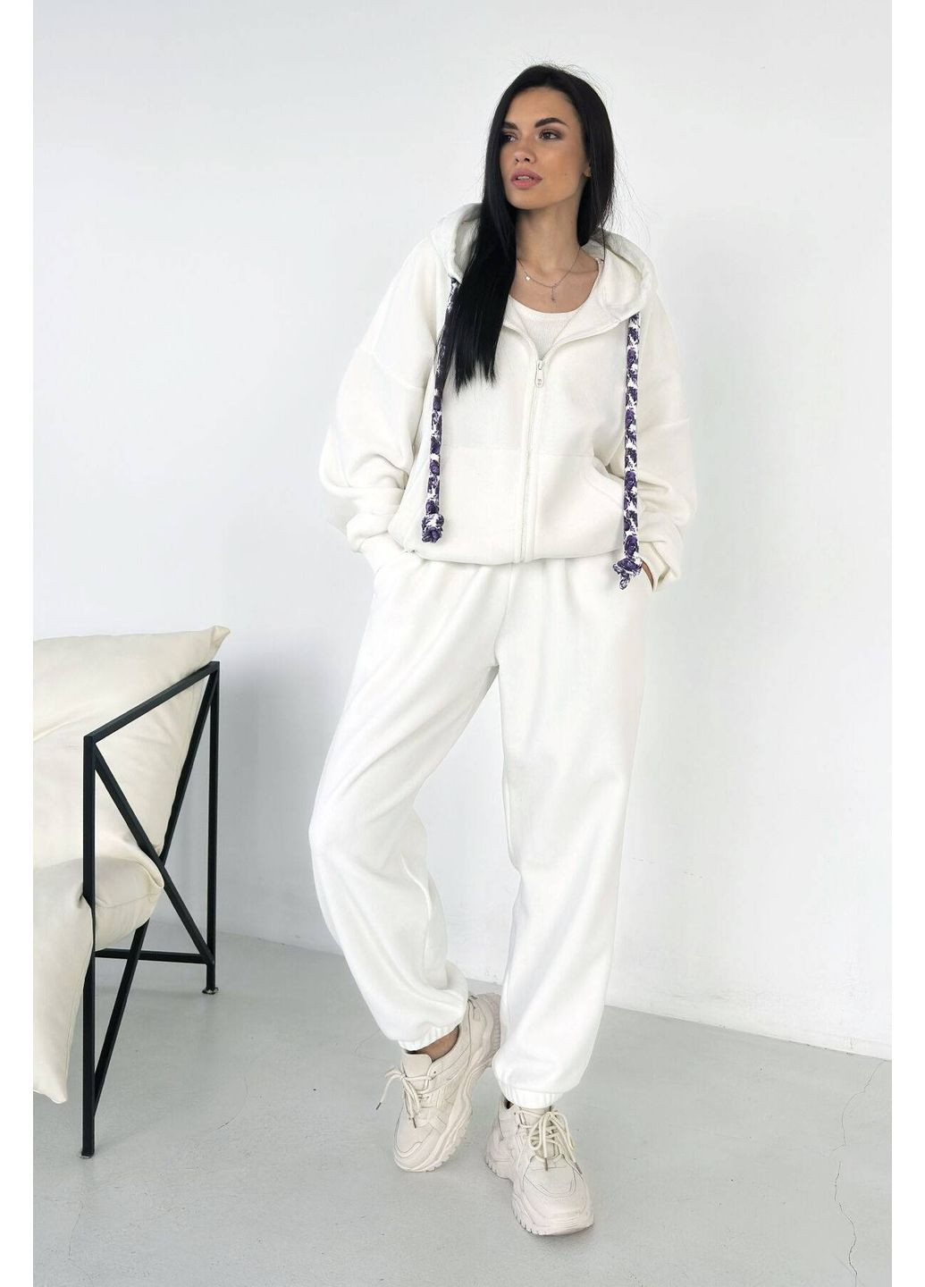 Флисовый костюм (кофта,брюки), цвет Молочный Nita (371141417)