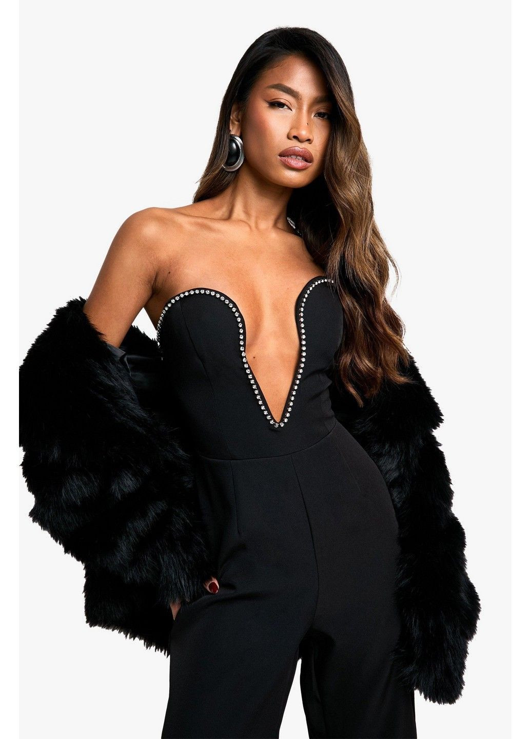 Комбінезон Boohoo однотонний чорний кежуал