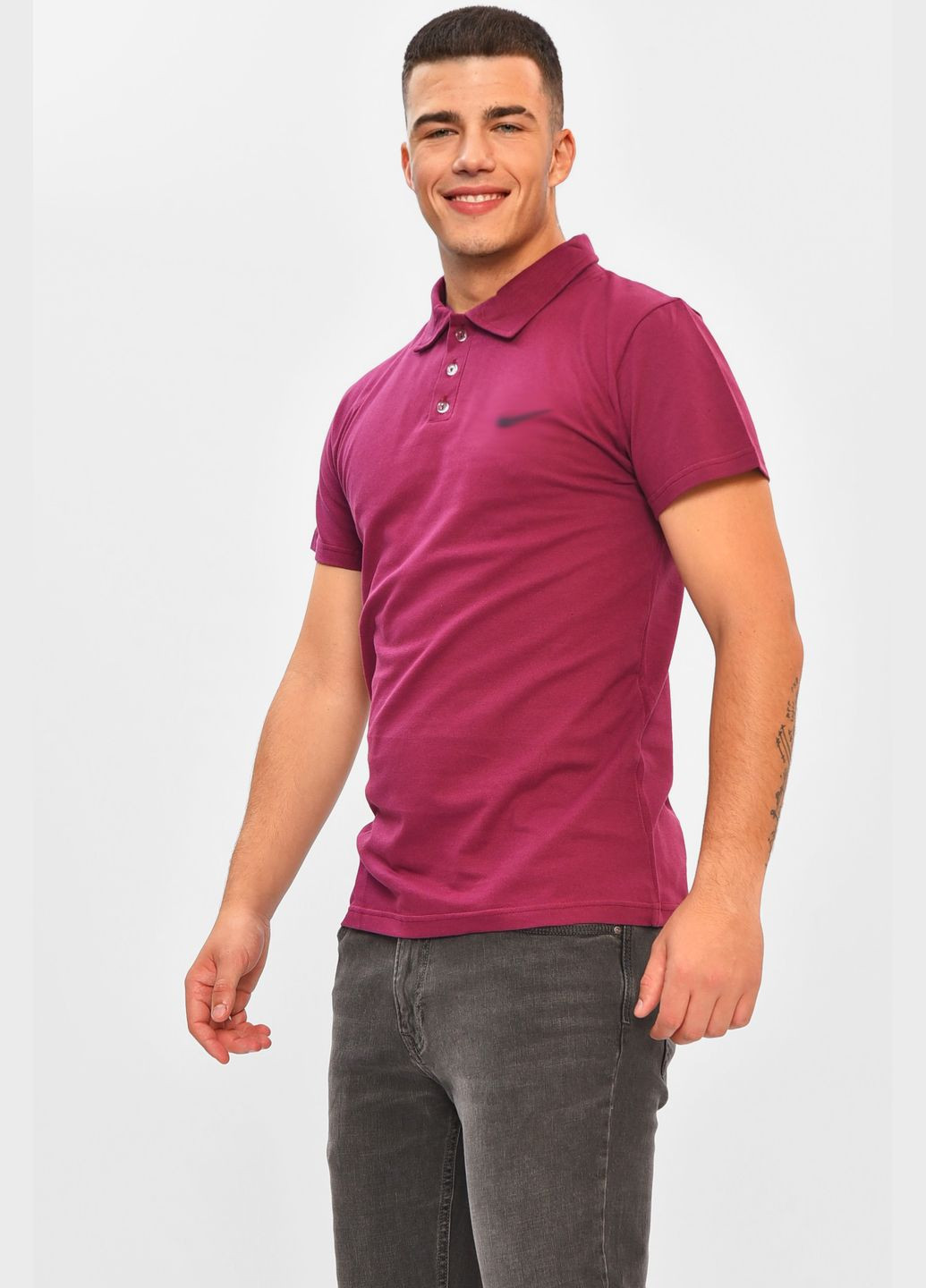 Фіолетова футболка чоловіча поло однотонна фіолетового кольору Let's Shop