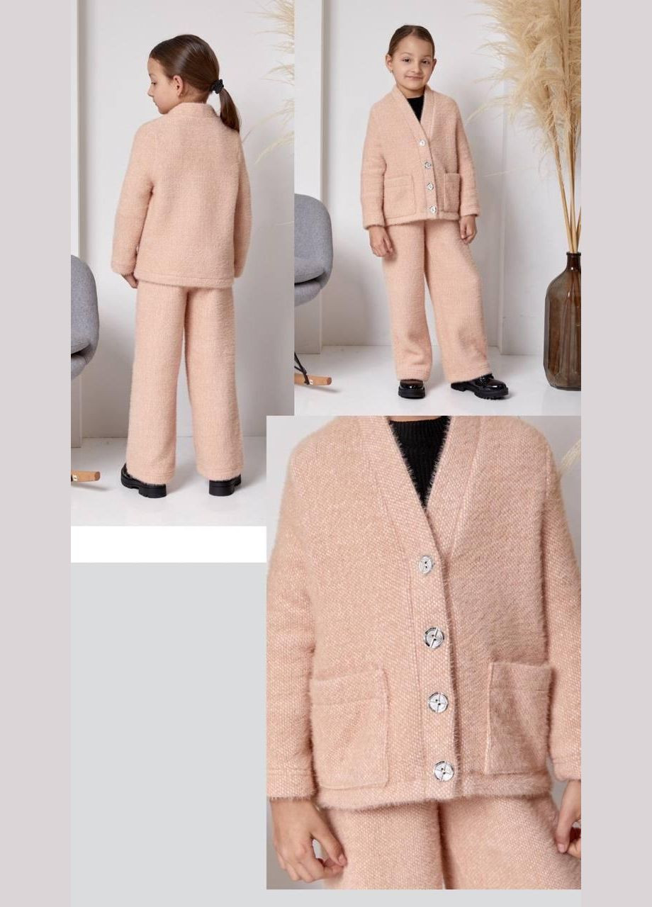 Персиковий зимній костюм дитячий утеплений кюлоти на дівчинку 122 Kids