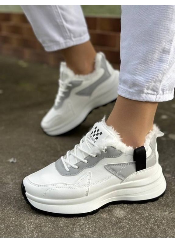 Жіночі зимові кросівки, білі, утеплені хутром, спортивного стилю Gollmony Кросівки білі зими (350936415)