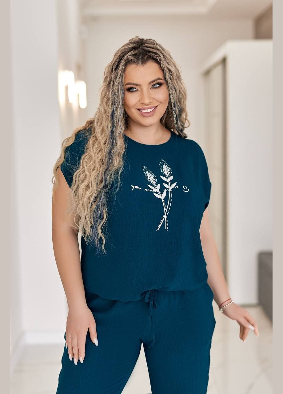 Жіночий прогулянковий костюм з принтом смарагдового кольору New Trend (325817528)