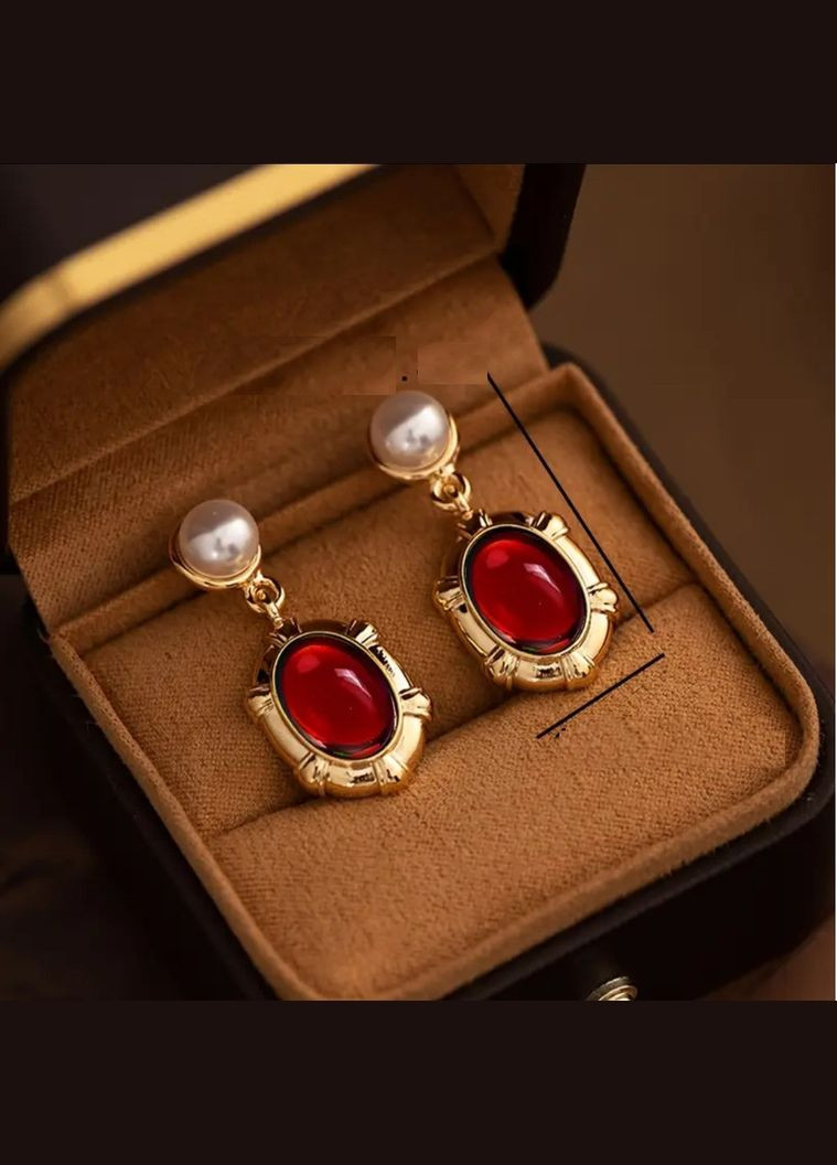 Вінтажний стиль: сережки з підвісками червоними кристалами, 2607 Fashion Jewelry (336550559)