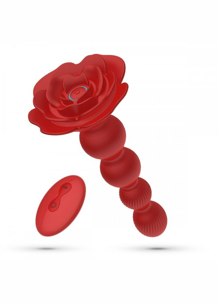 Анальна ялинка Троянда з вібрацією та ротацією Rosaline, з пультом, силіконова, червона Crushious (297133452)