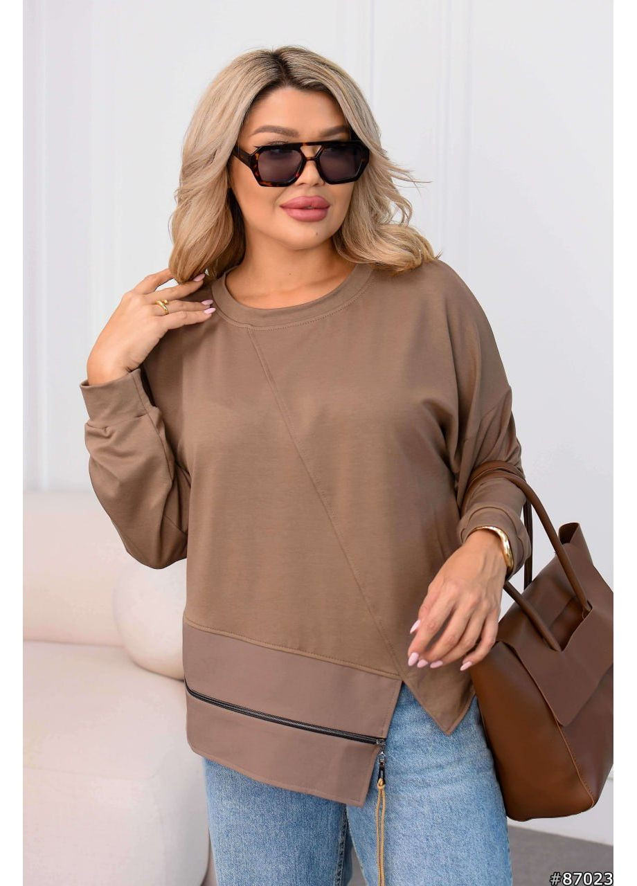 Кофта з двонитки з декоративною вставкою — ЗАМІРИ В ОПИСІ GD/GL Модний простір (370147037)