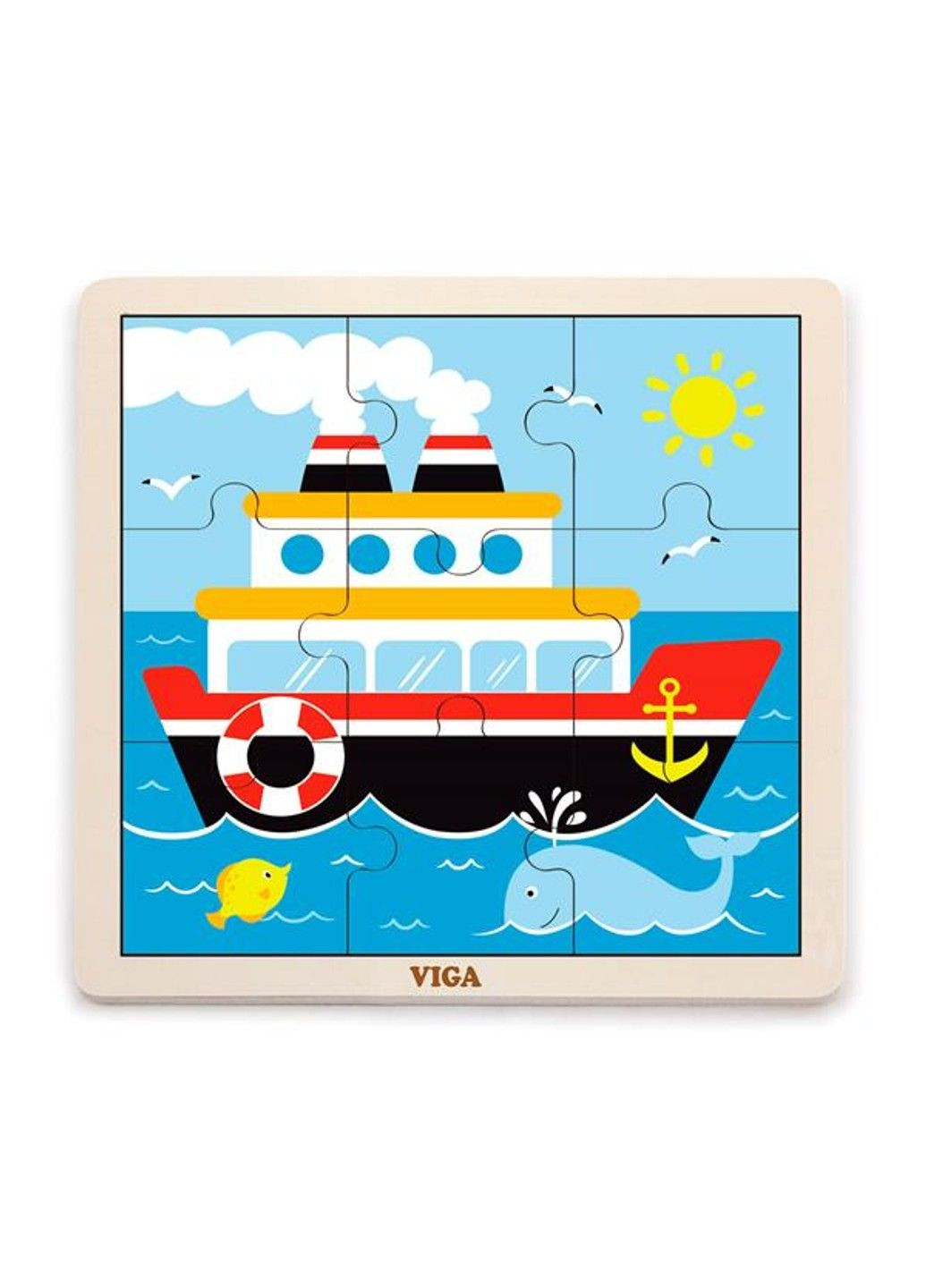 Деревянный паззл Кораблик, 9 эл. (51445) Viga Toys (331298322)