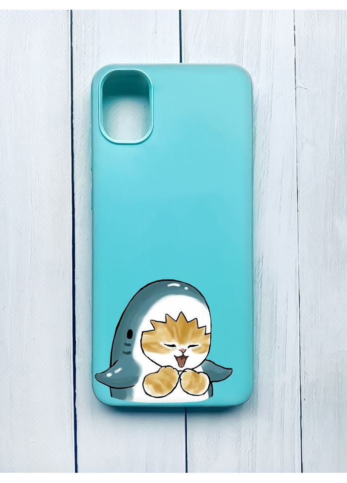 Матовий чохол для Samsung Galaxy A51 (2020)/A515 Бірюзовий:: Котик Акула (принт 376) CASE CONTROL (360673361)