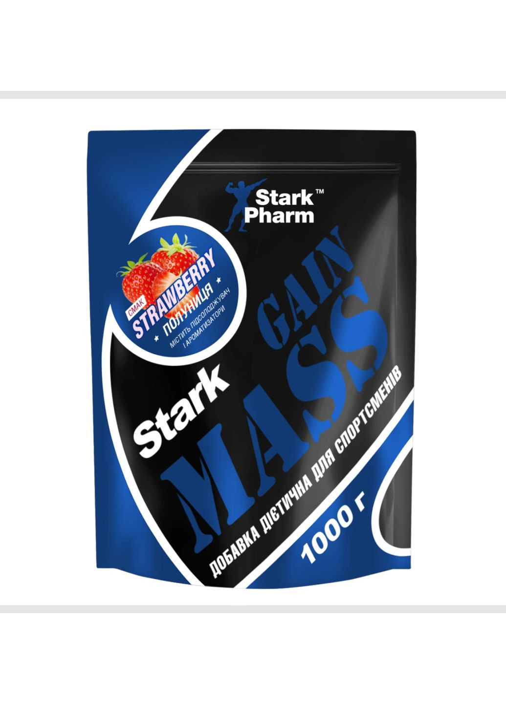 Гейнер Stark Gain Mass Ostrowia Whey 1000г полуниця високобілковий для набору маси спортивне харчування Stark Pharm (368986487)